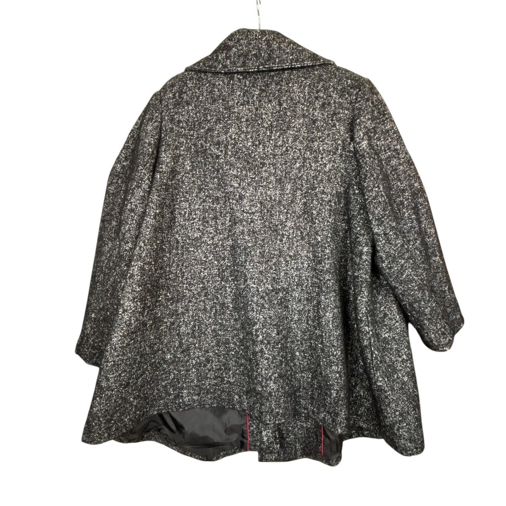 Preston & York Womens Overcoat‎ 26 Black White Tweed Asymmetrical Collar Wool - Picture 2 of 7
